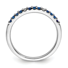 14k White Gold Diamond and Sapphire Band