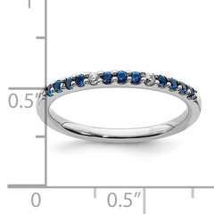 14k White Gold Diamond and Sapphire Band