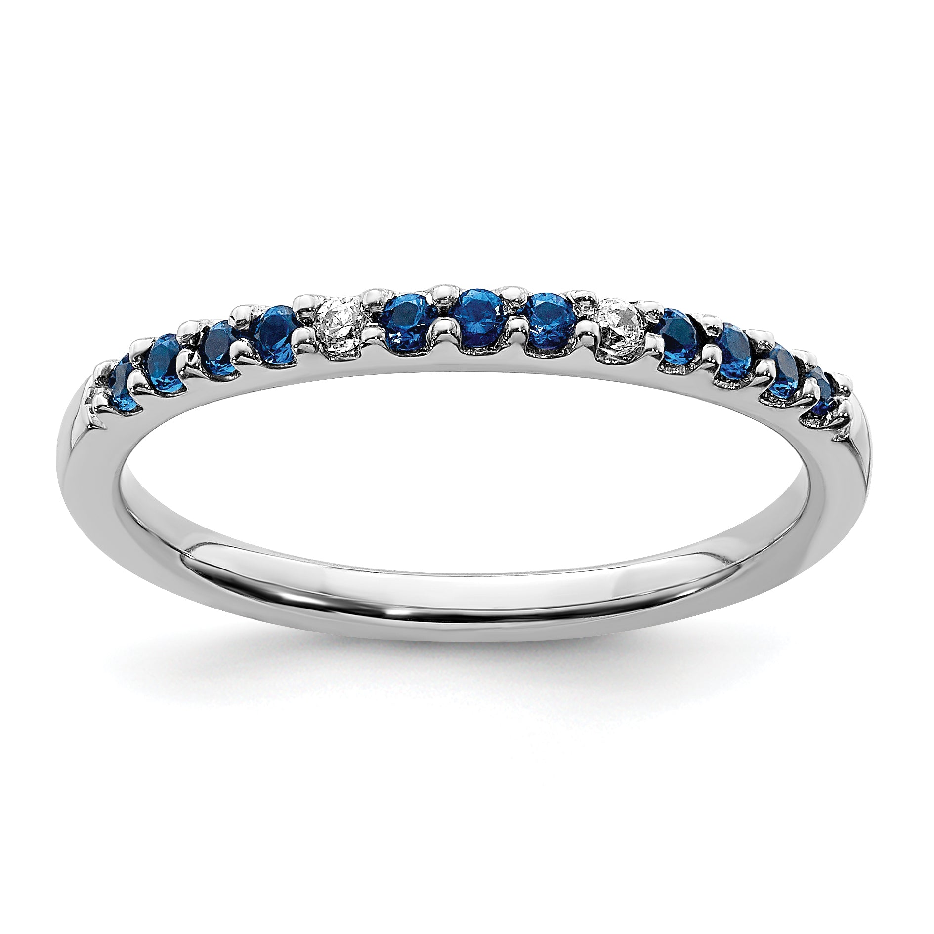14k White Gold Diamond and Sapphire Band