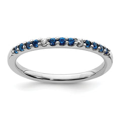 14k White Gold Diamond and Sapphire Band