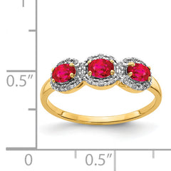 14k Composite Ruby and Diamond 3-Stone Ring