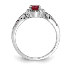 14k White Gold Diamond and Oval Ruby Ring