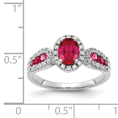 14k White Gold Diamond and Oval Ruby Ring