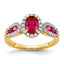 14k Diamond and Oval Ruby Ring