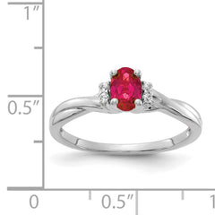 14k White Gold Diamond and Oval Ruby Ring