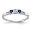 14k White Gold Diamond and Sapphire 3-stone Ring