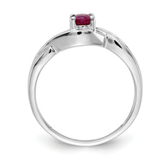 14k White Gold Oval Composite Ruby and Diamond Ring