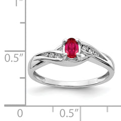 14k White Gold Oval Composite Ruby and Diamond Ring