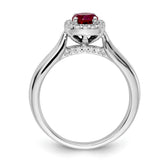 14k White Gold Diamond and Ruby Halo Ring