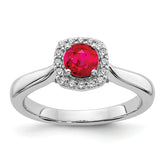 14k White Gold Diamond and Ruby Halo Ring