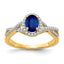 Oval Diamond & Sapphire Halo Ring in 14K Yellow Gold (1/5 ct. tw.), Size 7 - Sophia Jewelers