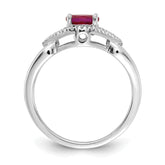 14k White Gold Diamond and Ruby Ring
