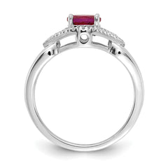 14k White Gold Diamond and Ruby Ring