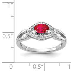 14k White Gold Diamond and Ruby Ring