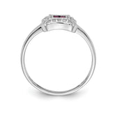 14k White Gold Square Design Ruby and Diamond Ring