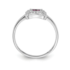 14k White Gold Square Design Ruby and Diamond Ring