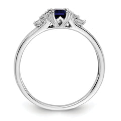 14K White Gold Lab Grown Diamond and Created Sapphire Ring