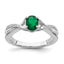 Oval Emerald & Diamond Ring in 14K White Gold (1/15 ct. tw.), Size 7 - Sophia Jewelers
