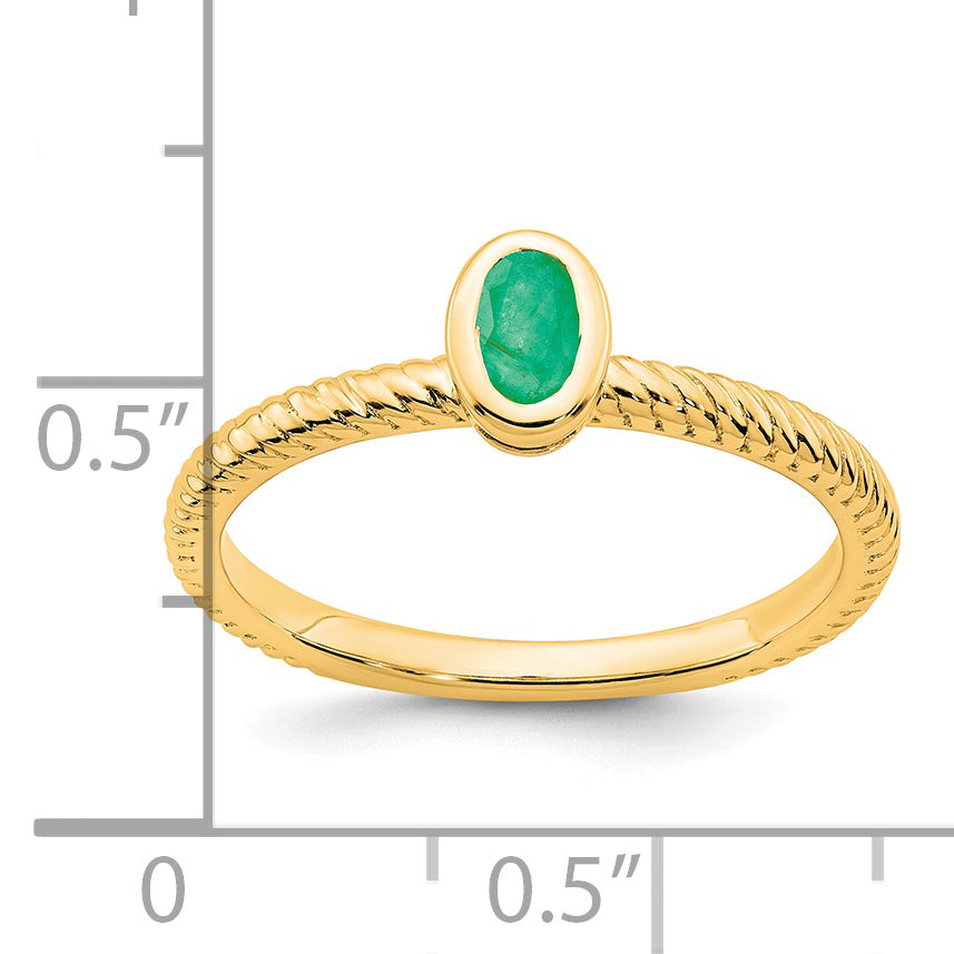 14k Oval Bezel Emerald Ring