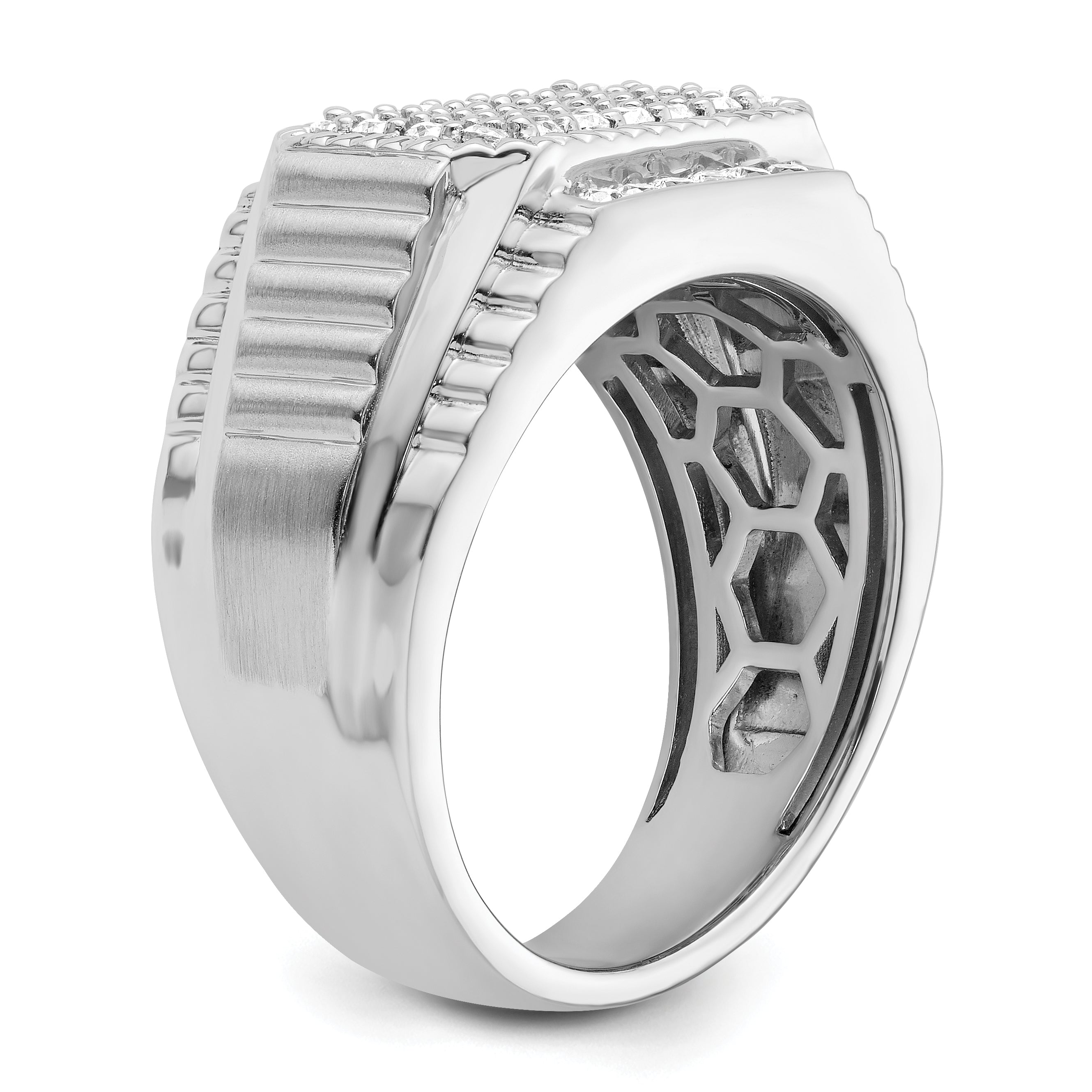 14K White Lab Grown Diamond Men's Ring