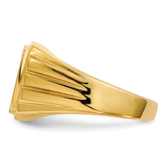 14k 11.5x12.0mm Grooved Sides Open Back Diamond Men's Signet Ring Mtg