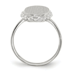 14k White Gold 14x10.5mm Open Back Signet Ring
