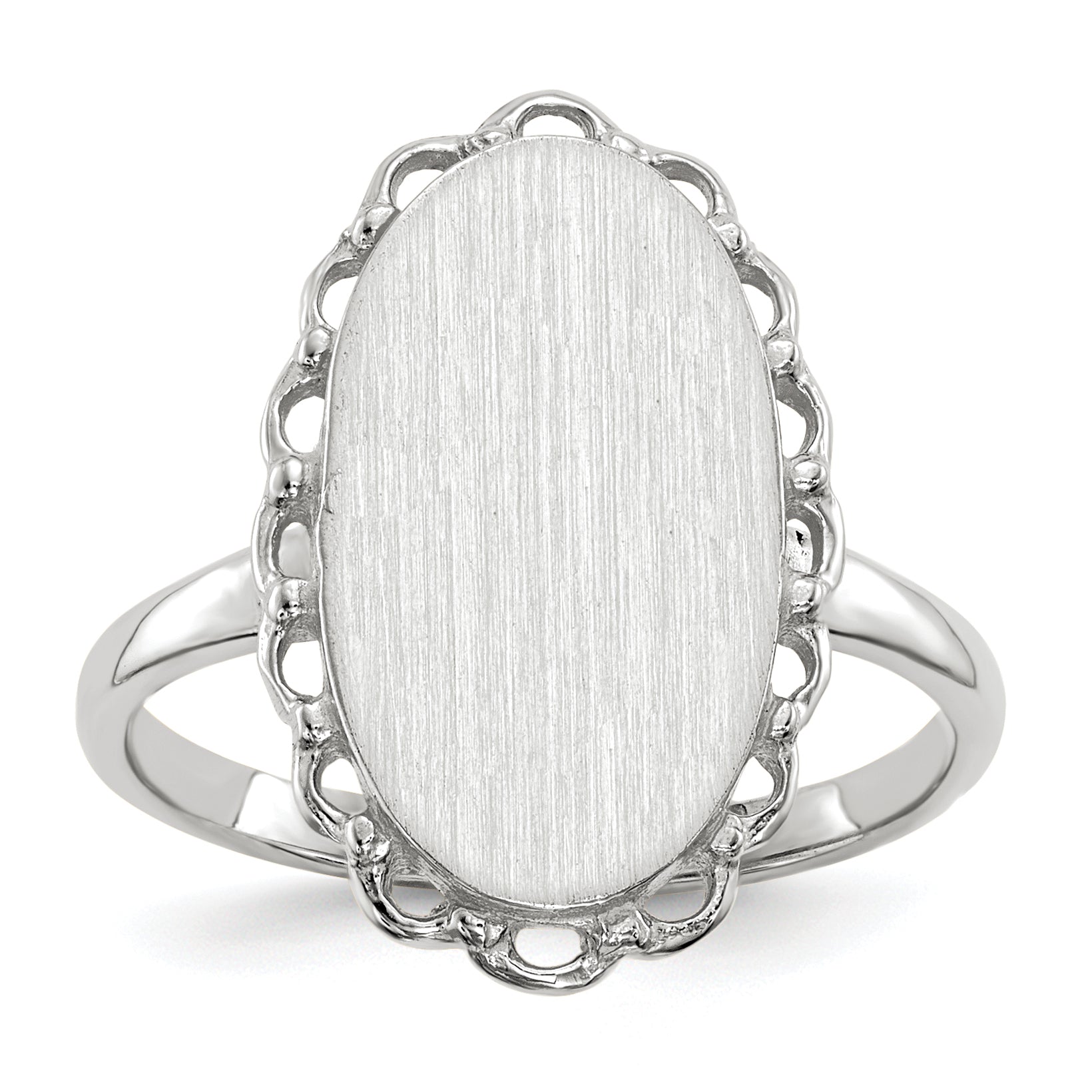 14k White Gold 14x10.5mm Open Back Signet Ring