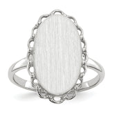 14k White Gold 14x10.5mm Open Back Signet Ring