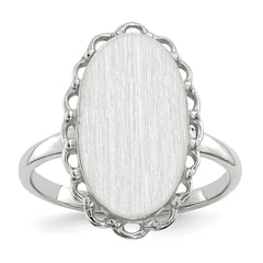 14k White Gold 14x10.5mm Open Back Signet Ring
