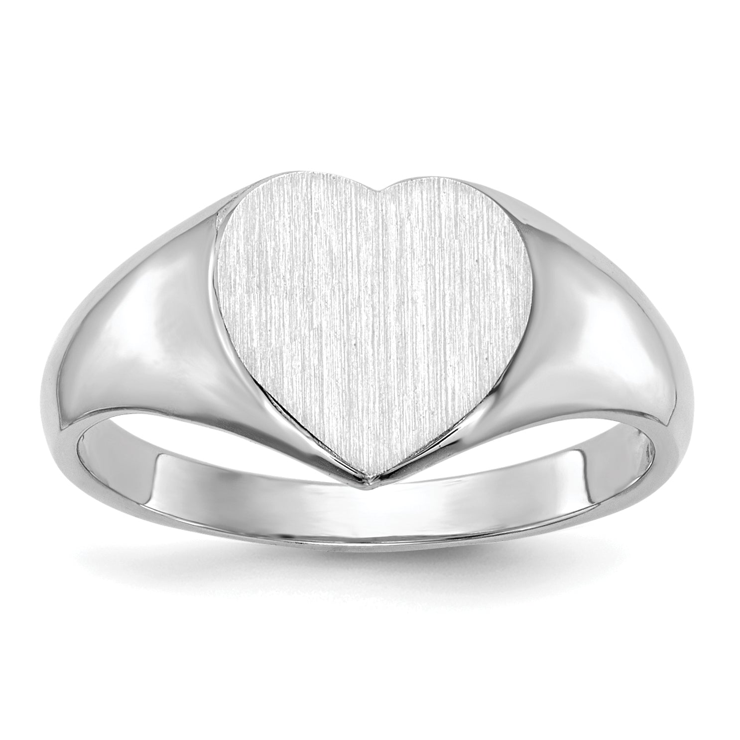14k White Gold 7.5x8.0mm Closed Back Heart Signet Ring