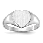 14k White Gold 7.5x8.0mm Closed Back Heart Signet Ring