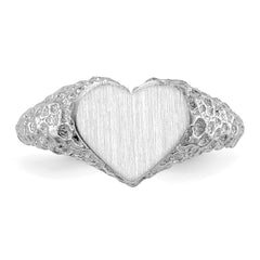 14k White Gold 8.0x9.0mm Open Back Heart Signet Ring