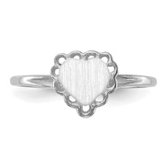 14k White Gold 6.0x6.5mm Open Back Heart Signet Ring