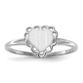 14k White Gold 6.0x6.5mm Open Back Heart Signet Ring