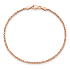 14K Rose Gold 7 inch 1.7mm Diamond-cut Spiga with Lobster Clasp Bracelet
