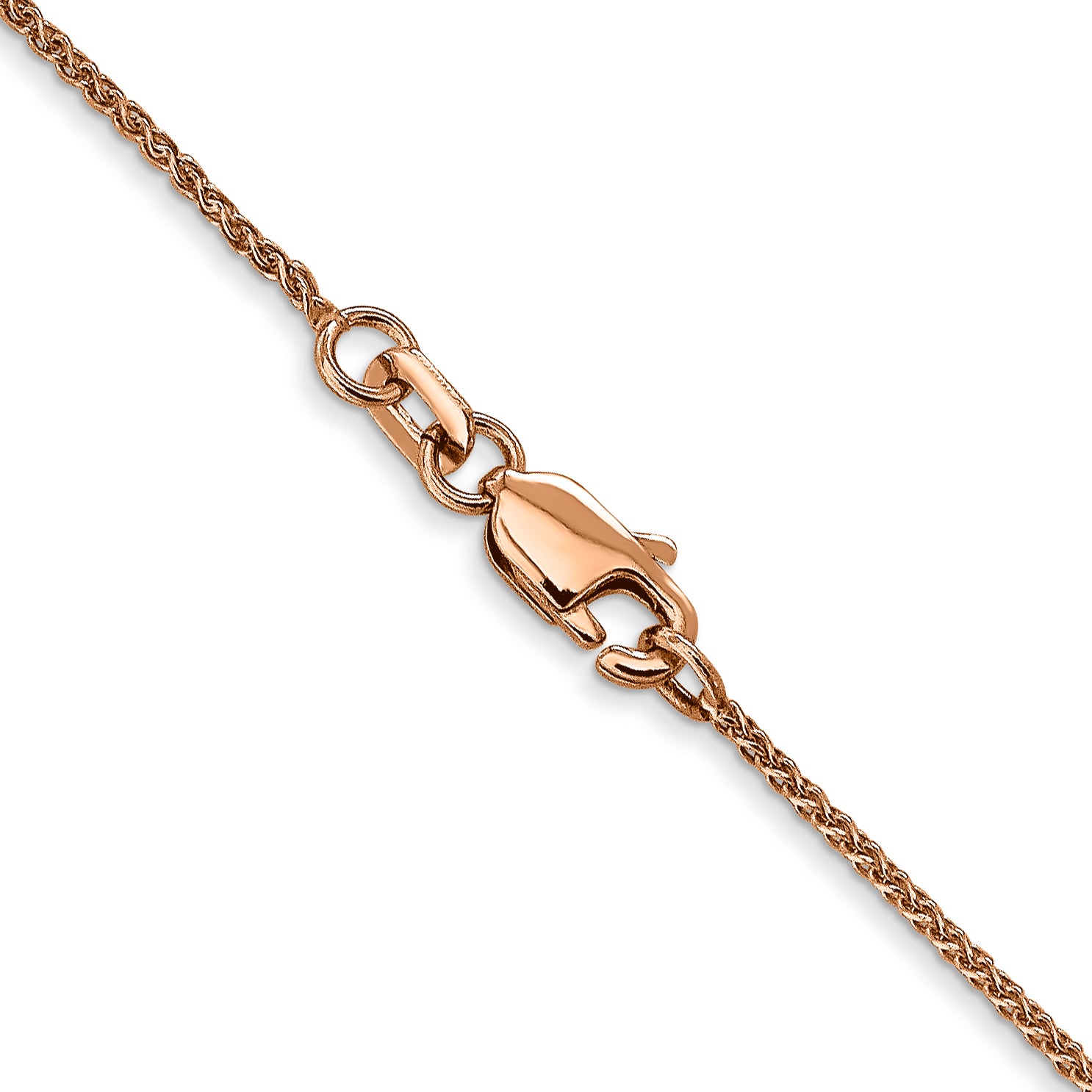 14K Rose Gold 16 inch 1.05mm Diamond-cut Spiga with Spring Ring Clasp Chain