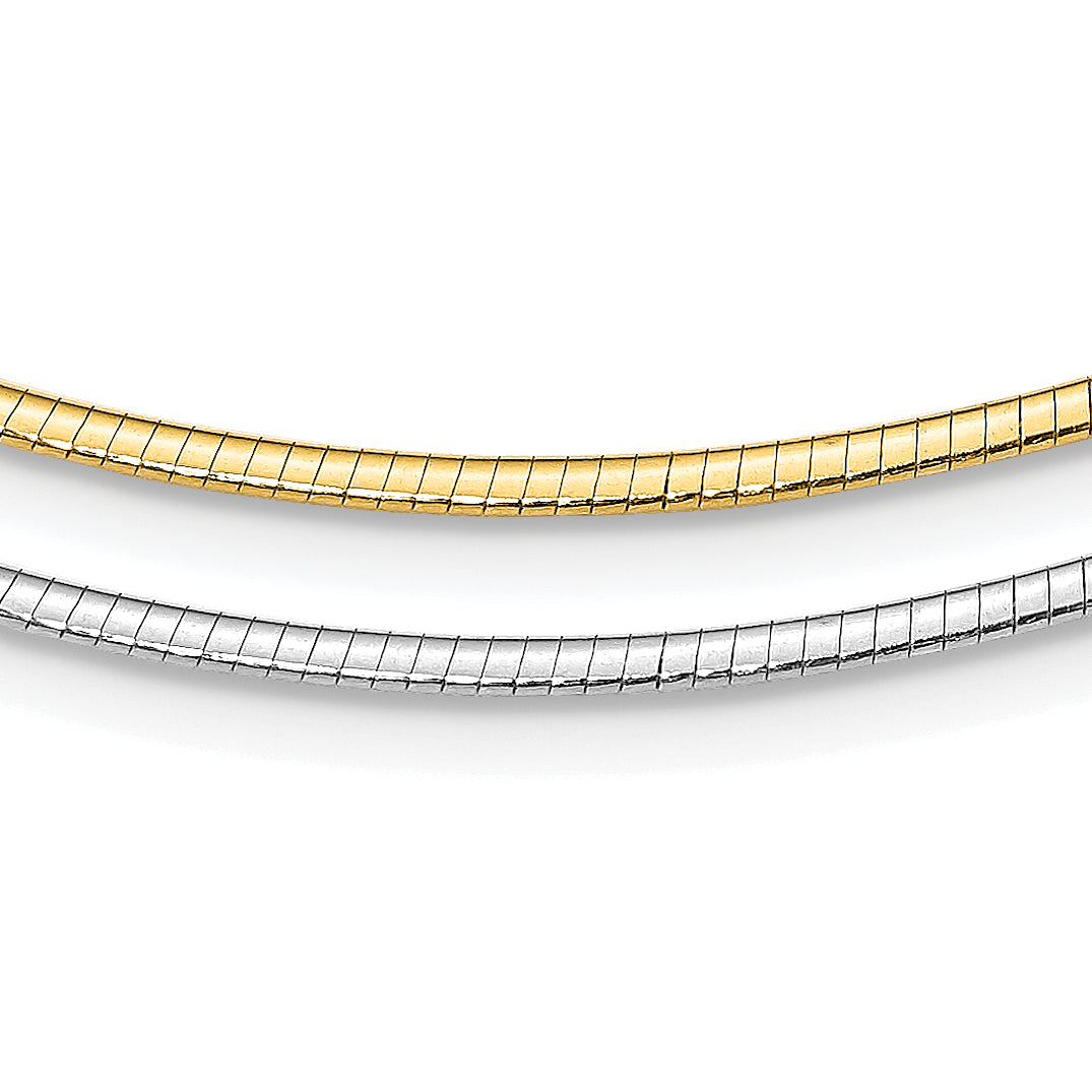 Sterling Silver Gold-pltd 2mm Reversible w/2in ext Cubetto Chain