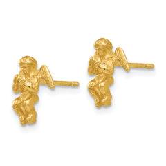 14K Gold Polished Angel Earrings with Diamond-Cut Elegance