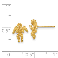 14K Gold Polished Angel Earrings with Diamond-Cut Elegance