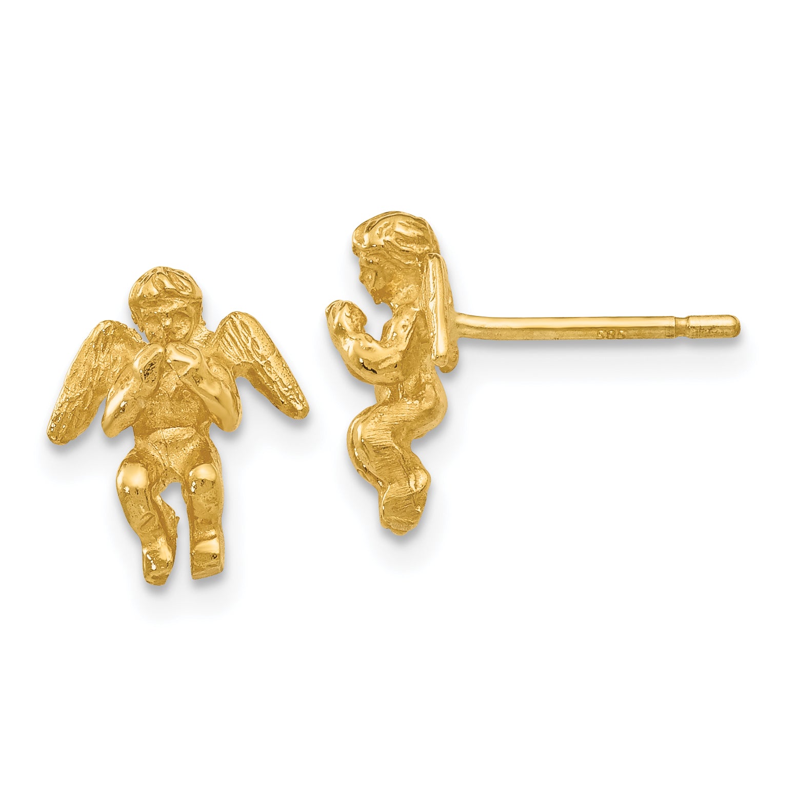 14k Polished & Diamond-Cut Angel Earrings