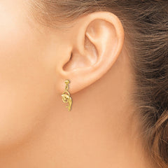 14K Gold Dolphin Dangle Earrings with Polished Finish for Women