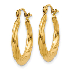 14K Gold Polished Twisted Hoop Earrings Elegant Women's Jewelry