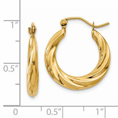 14K Gold Polished Twisted Hoop Earrings Elegant Women's Jewelry