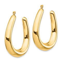 14K Gold Polished Hollow Hoop Earring Jackets for Women