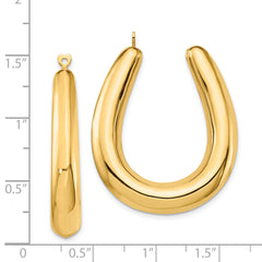 14K Gold Polished Hollow Hoop Earring Jackets for Women