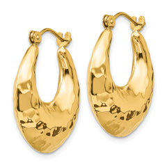 Sophia Jewelers 14K Gold Polished Hollow Hammered Hoop Earrings