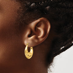 Sophia Jewelers 14K Gold Polished Hollow Hammered Hoop Earrings