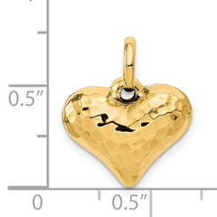 14K Polished and Hammered 3-D Heart Pendant