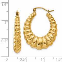 14K Gold Polished Scalloped Hoop Earrings for Women Elegant Design