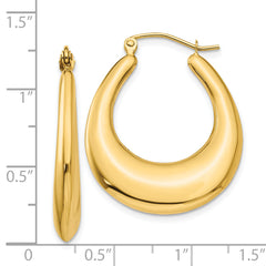 14K Gold Polished Hoop Earrings with Elegant Hollow Design